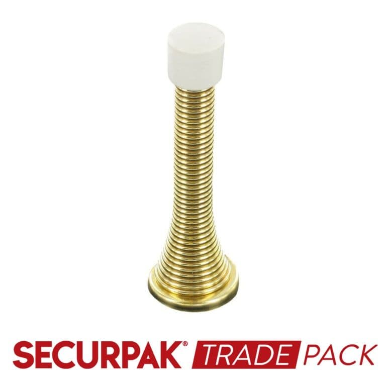 Securpak Spring Door Stop Brass Plated 75mm - 10 Pack