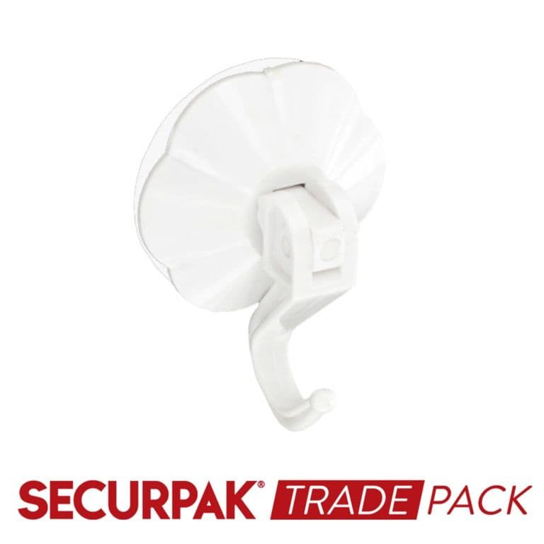 Securpak Suction Hook W.Lever White 50mm - 6 Pack