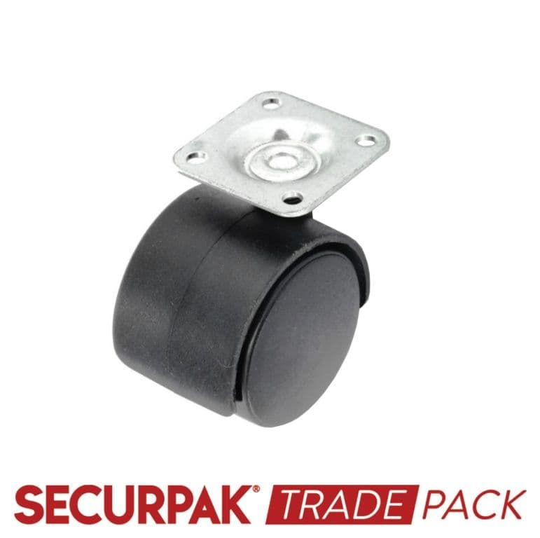Securpak Twin Wheel Castors Plate 40mm - 2 Pack