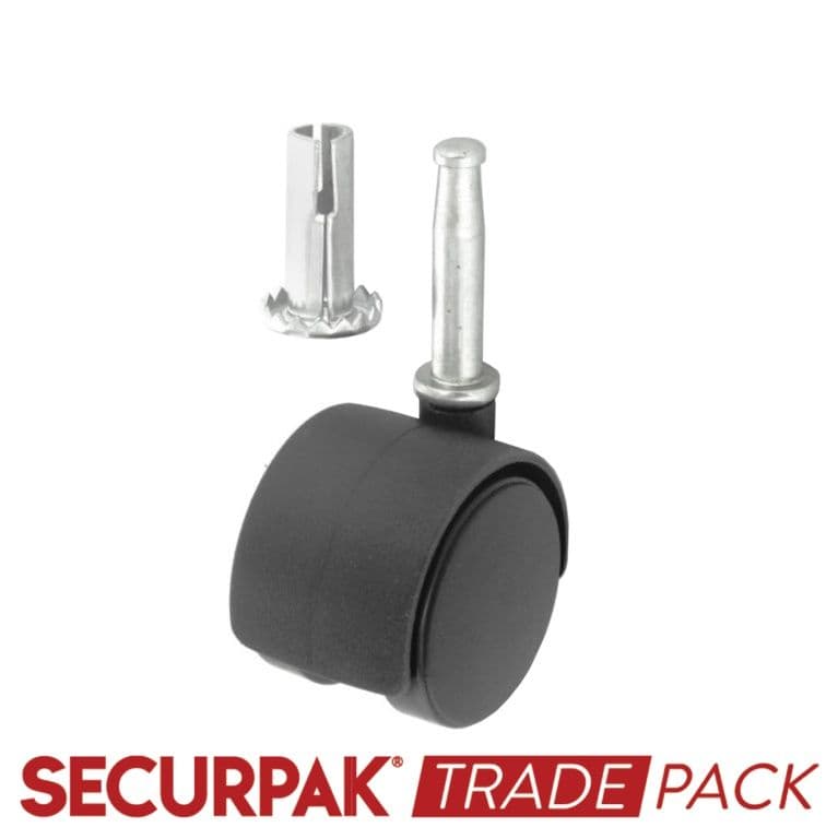 Securpak Twin Wheel Castors Stem 40mm - 2 Pack