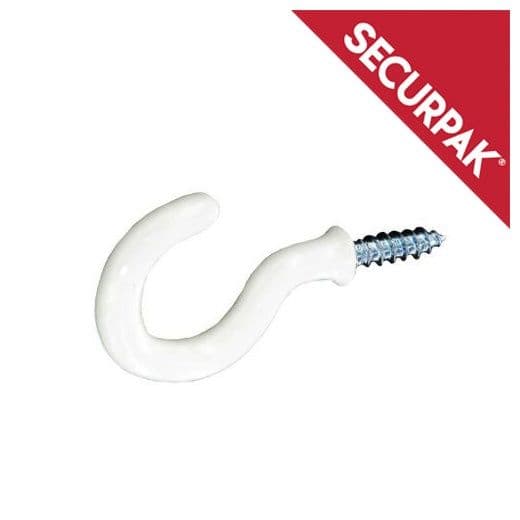 Securpak White Cup Hook - 32mm Pack 6