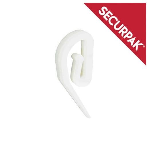 Securpak White Plastic Curtain Hook - Pack 50