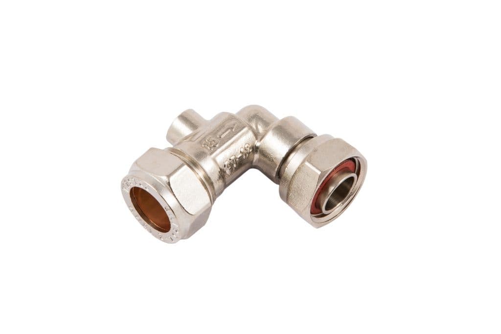 Securplumb Angled Chrome Plated Service Valve - 15 x 1/2
