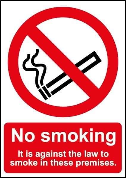 Smiths Architectural Against Law Smoking Sign - 148mmx210mm