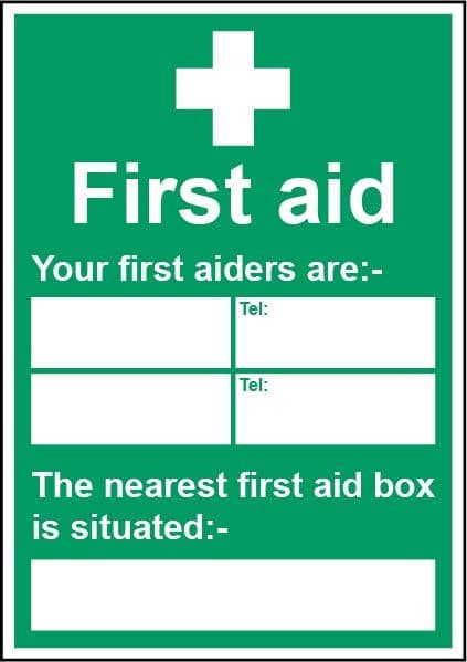 Smiths Architectural Your First Aiders Sign - 148mmx210mm