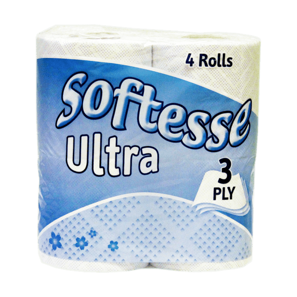 Softesse 3 Ply Ultra White Toilet Rolls - 4 Pack