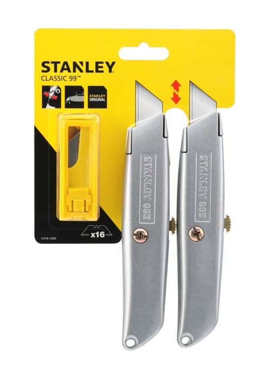 Stanley 99e Retractable Knife With 10 Blades - Twin Pack