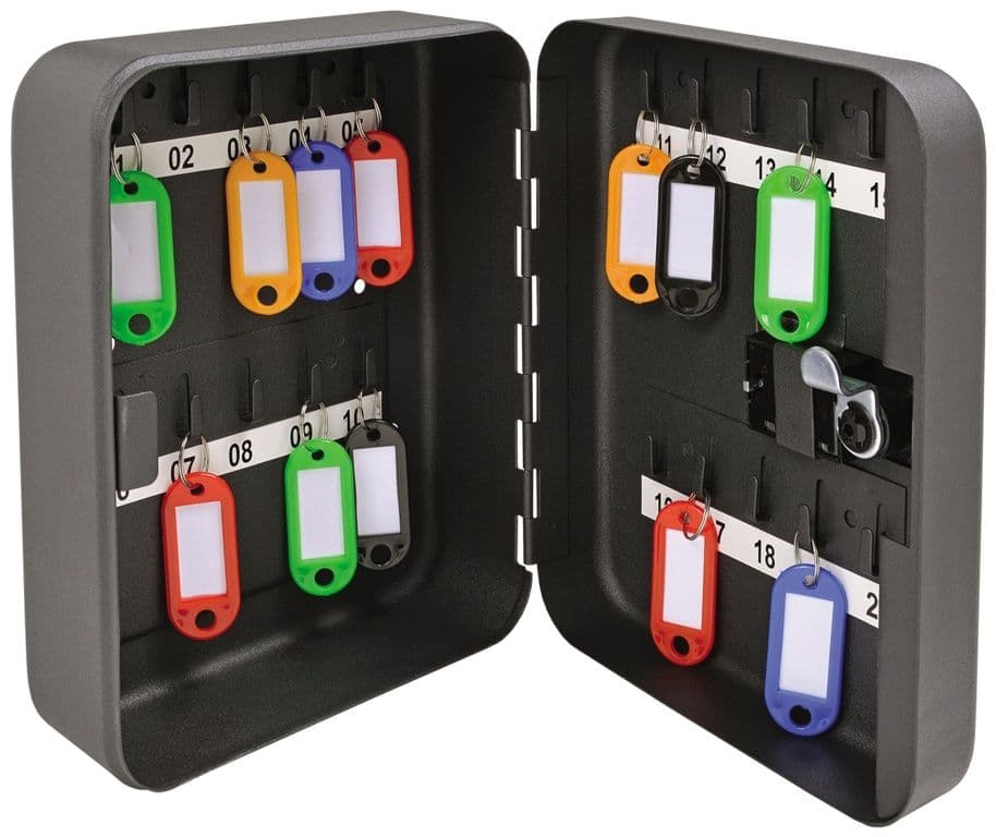 Sterling 20 Hook Combination Key Cabinet - Black