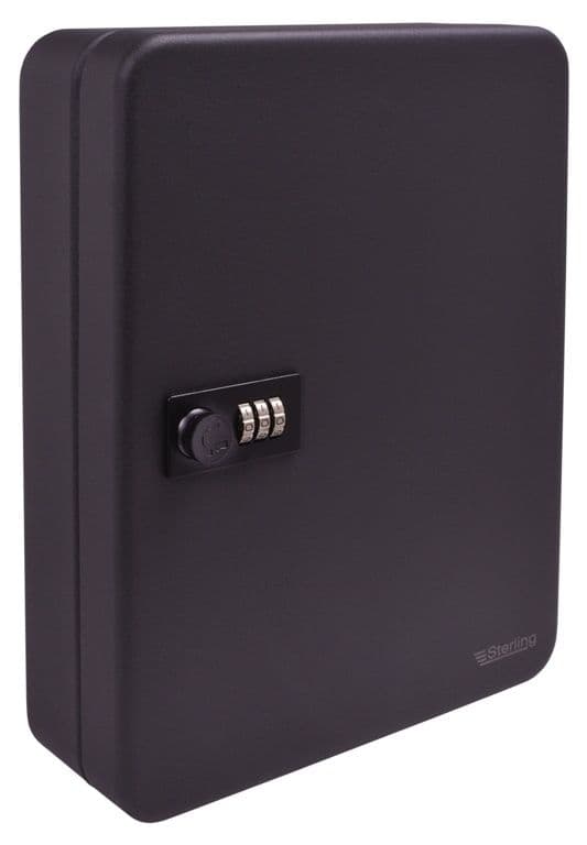 Sterling 36 Hook Combination Key Cabinet - Black - 240 x 300 x 80 mm