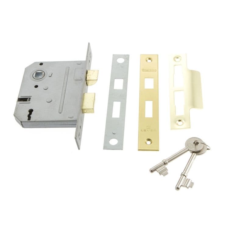 Sterling Mortice Sashlock Polished Brass - 3 Lever - 2.5"