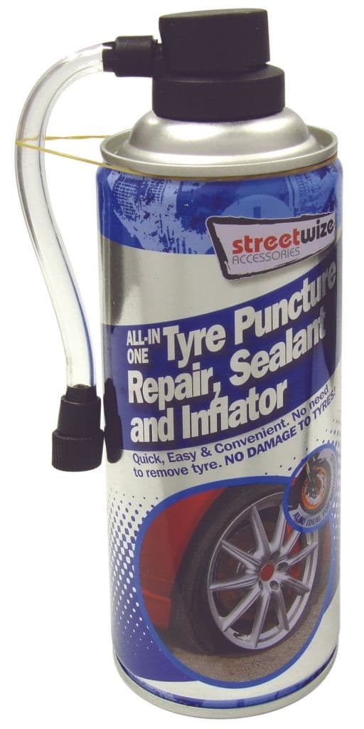 Streetwize Tyre Puncture Repair, Sealer & Inflator - 450ml