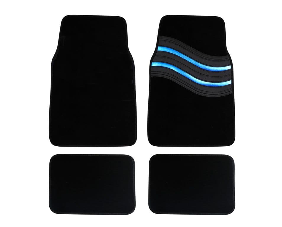 Streetwize Wave Carpet Car Mat Set - Blue