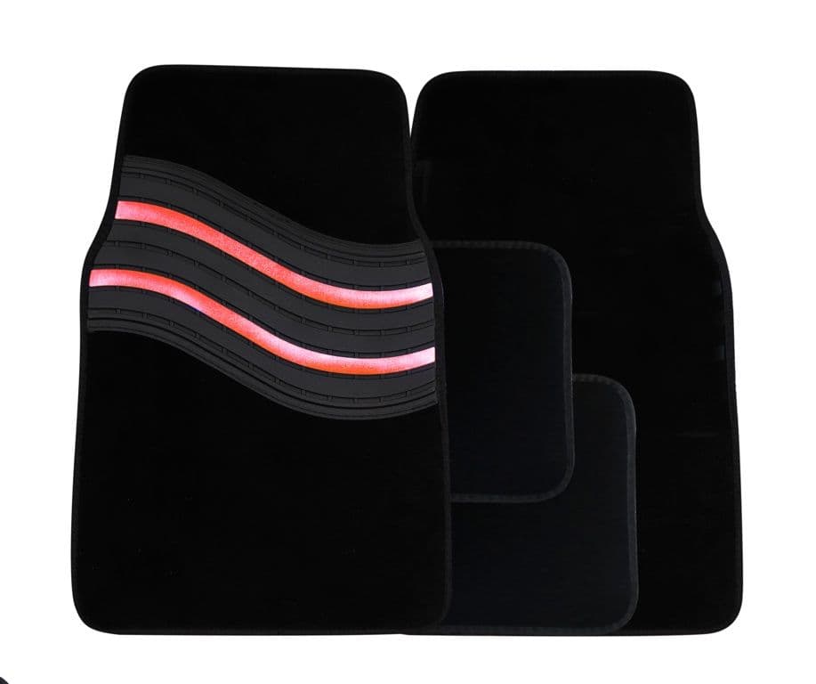 Streetwize Wave Carpet Car Mat Set - Red