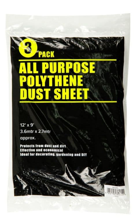 SupaDec Clear Dust Sheet - 12' x 9' Pack 3