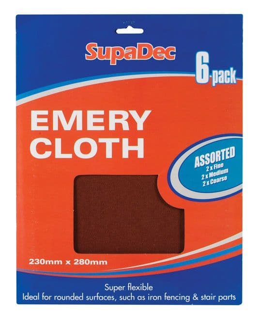 SupaDec Emery Cloth - Pack 6 Assorted