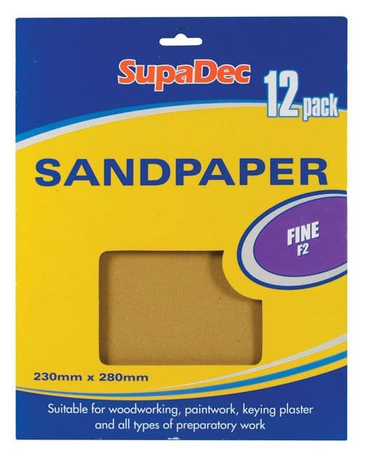 SupaDec General Purpose Sandpaper - Pack 12 Fine F2