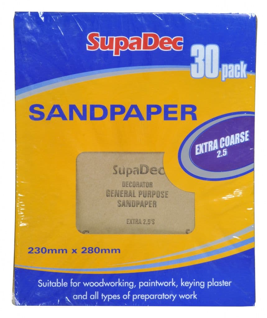 SupaDec General Purpose Sandpaper - Pack 30 Extra Coarse 2.5