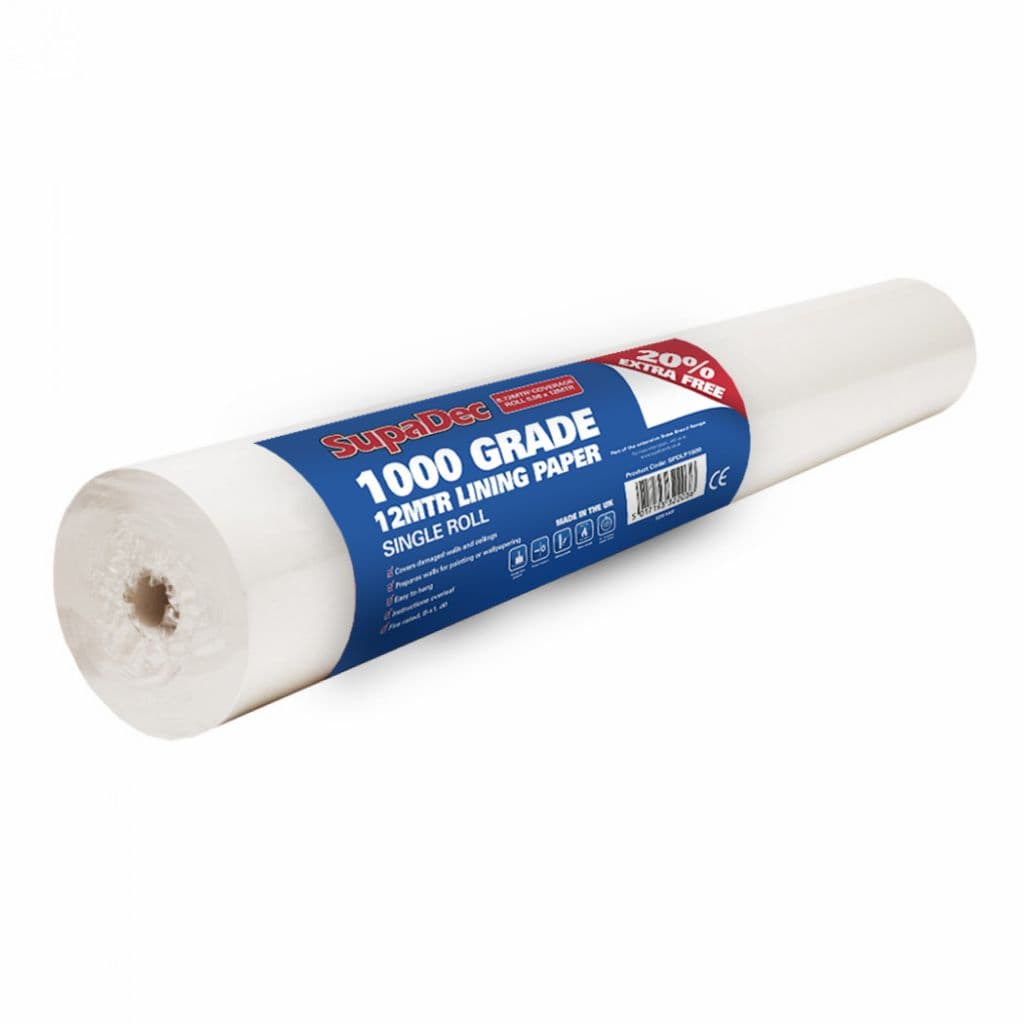 SupaDec Lining Paper 1000 Grade - 10m Plus 20% Free 6.72m2 Coverage