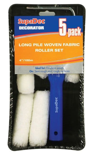 SupaDec Long Pile Woven Fabric Roller Set - 4"/100mm, 5 Pack