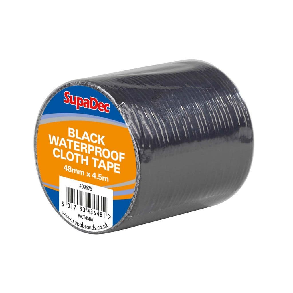 SupaDec Waterproof Cloth Tape - 48mm x 4.5m Black