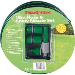 SupaGarden Hose & Spray Nozzle Set - 15m