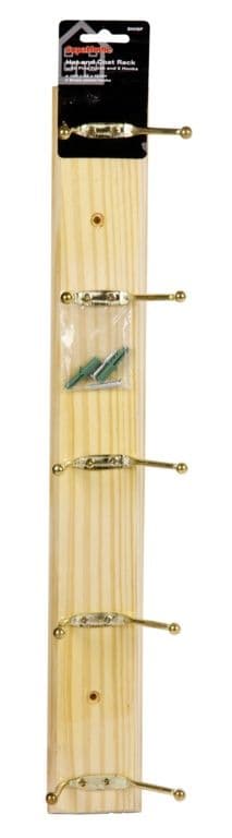 SupaHome Hat and Coat Rack with 5 Hooks - Pine Finish