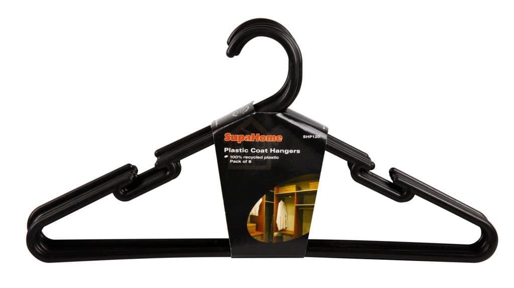 SupaHome Plastic Coat Hangers - Black