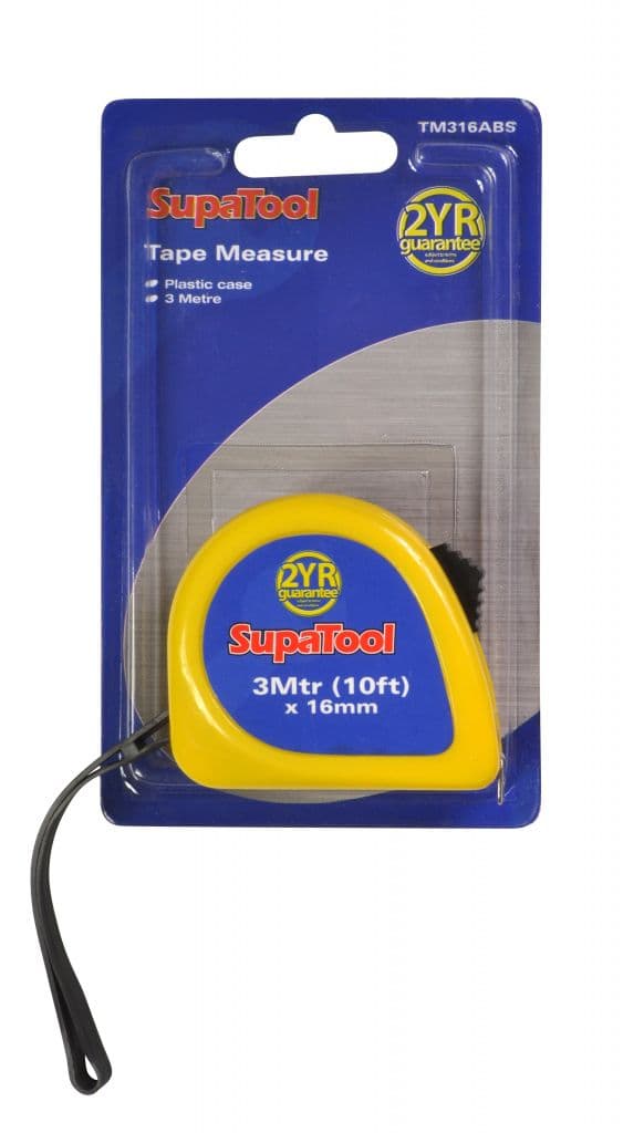 SupaTool Plastic Tape Measure - 3m x 16mm