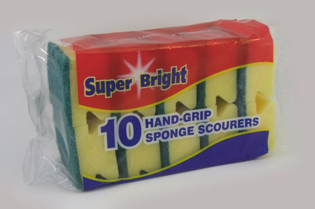 Superbright Hand Grip Sponge Scourers - Pack 10