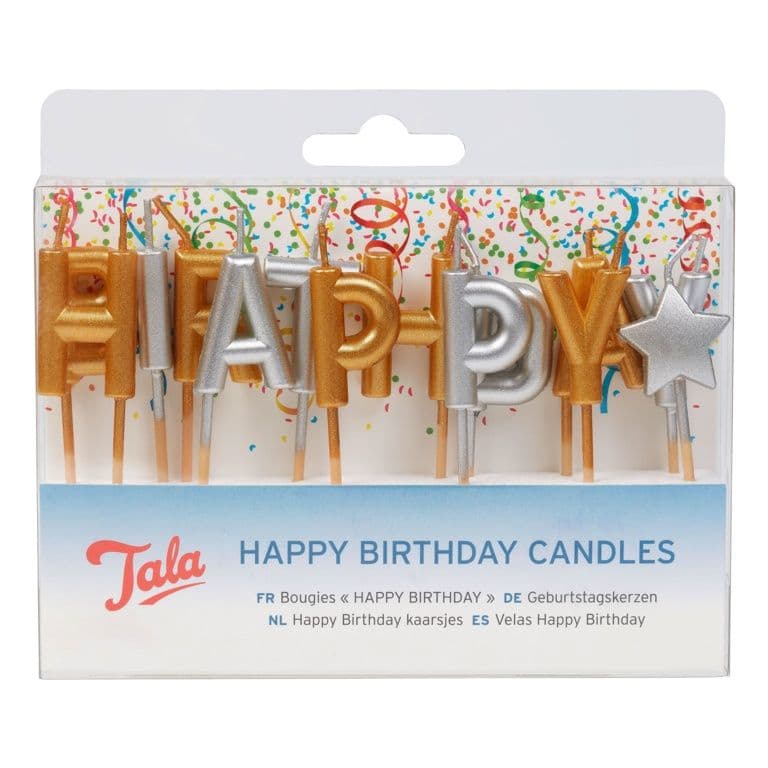 Tala Happy Birthday Candles - Gold/Silver