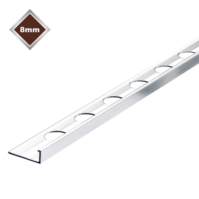 Tile Rite 8mm L Profile Metal Tile Trim - Chrome 8mm x 2.4m