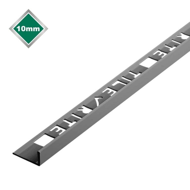 Tile Rite L Profile Trim 10mm x 2.44m - Grey Plastic