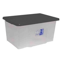 TML 50L Clear Storage Box & Black Lid - 60 x 40 x 33cm