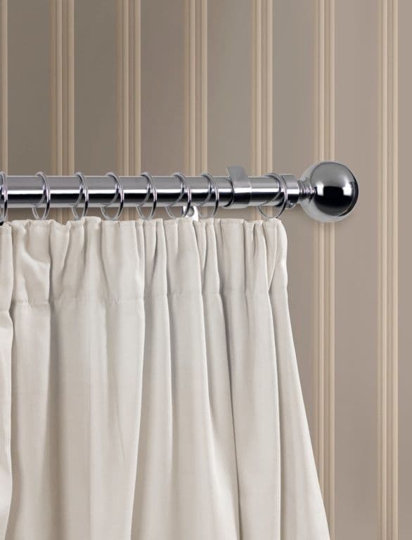 Woodside Chrome Finish Curtain Pole - 120cm, 28mm diameter