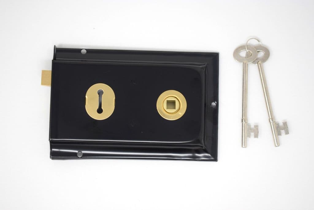 Yale Essentials Rim Deadlock - Black 2 Lever