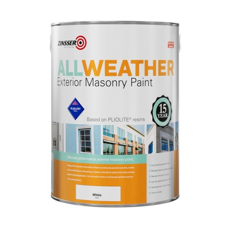 Zinsser All Weather Masonry Paint White - 5L