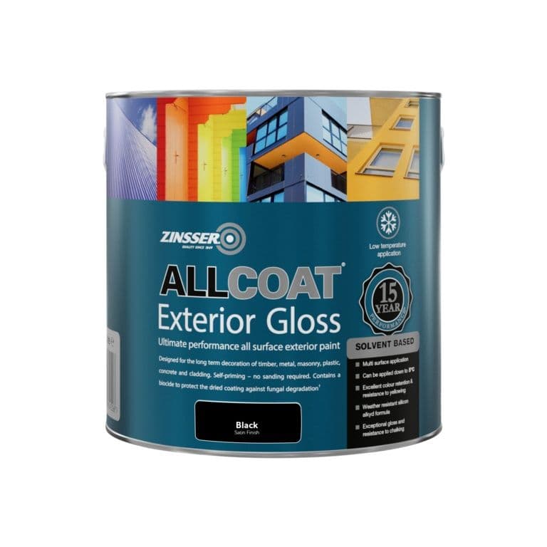 Zinsser Allcoat Exterior Solvent Based Gloss Black - 2.5L
