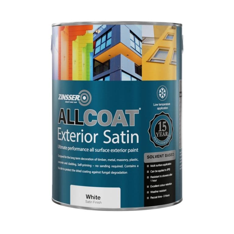 Zinsser Allcoat Exterior Solvent Based Satin White - 5L