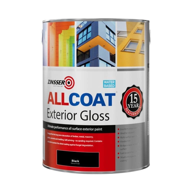 Zinsser Allcoat Exterior Water Based Gloss Black - 5L