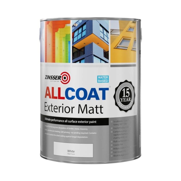 Zinsserallcoat Exterior Wb Matt Finish 2 5lt Black Or White