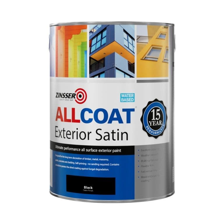 Zinsser Allcoat Exterior Water Based Satin Black - 5L