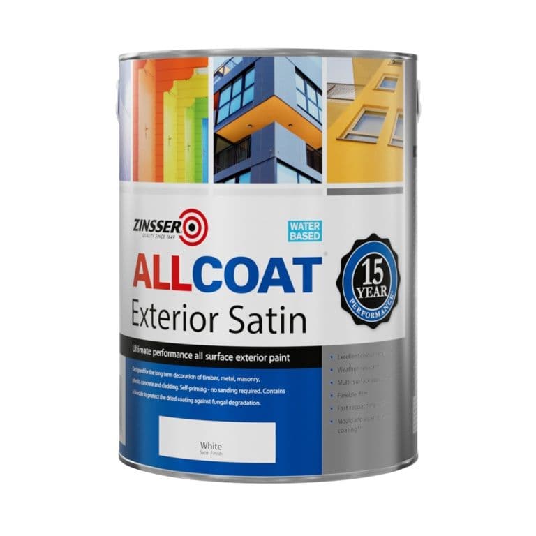 Zinsser Allcoat Exterior Water Based Satin White - 5L