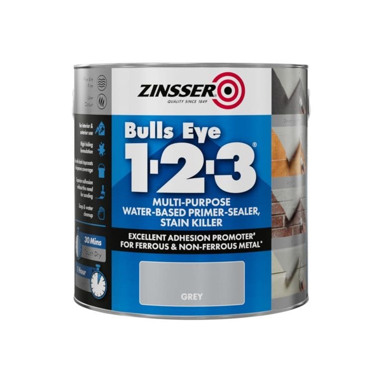 Zinsser Bullseye 1-2-3 Grey Water Based Primer - 2.5L