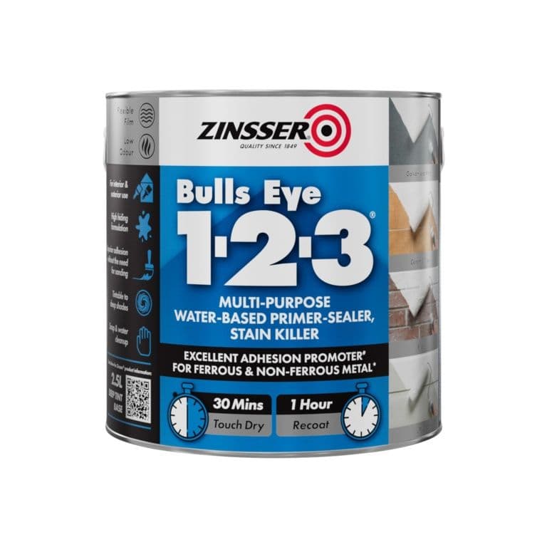 Zinsser Bullseye 1-2-3 Water Based Primer Stain Killer - 2.5L