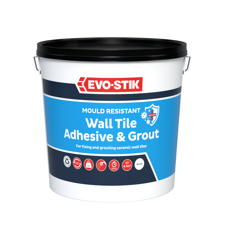 Evo-Stik Tile A Wall Waterproof Adhesive & Grout for Ceramic & Mosaic Tiles - White - 5L