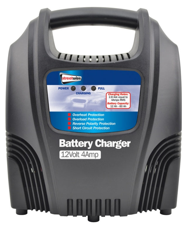 Streetwize Battery Charger - Plastic Cased - 12V/4Amp