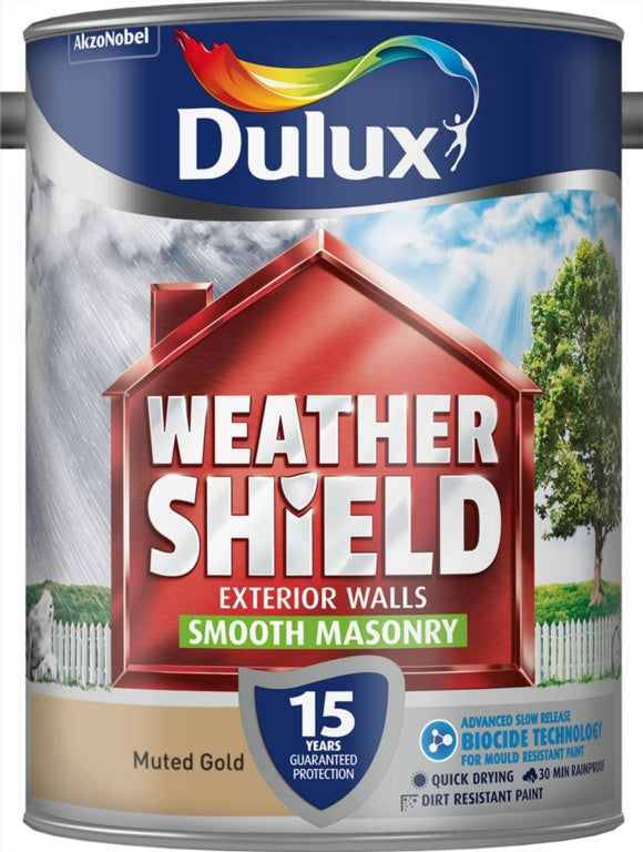 Dulux Weathershield Smooth Masonry Paint 5L - Muted Gold