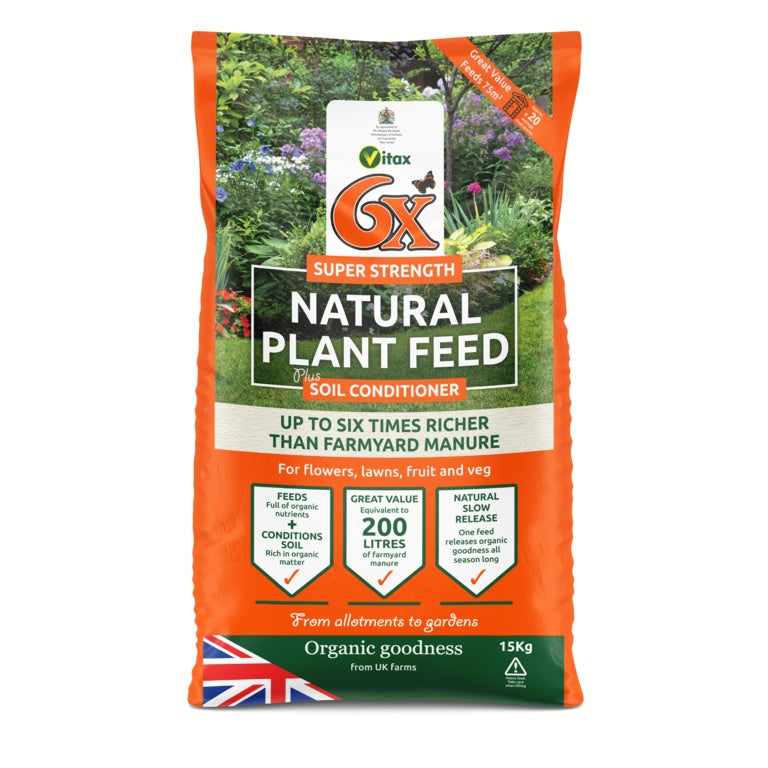 Vitax 6x Organic Fibrous Fertiliser Bag - 15kg
