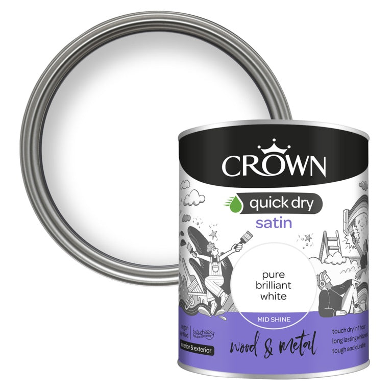 Crown Quick Dry Satin 750ml - Pure Brilliant White