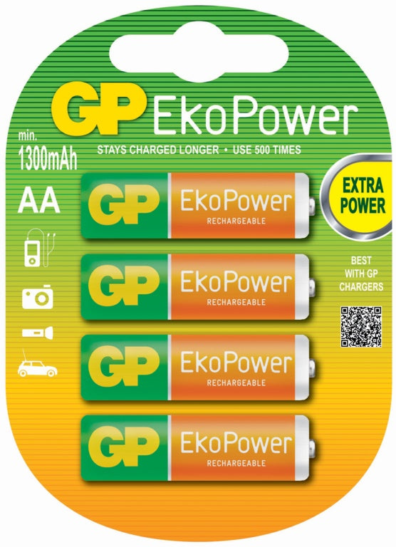 GP AA EkoPower Batteries - Pack 4